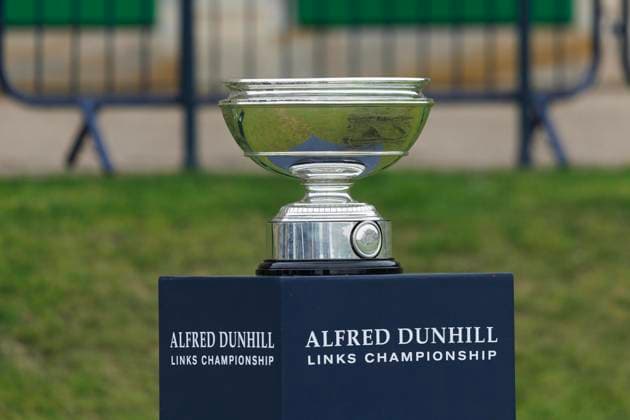 RECORD DATE NOT STATED 4th October 2026; Old Course at St Andrews, Mount Melville, Scotland; DP World Tour Golf, Alfred Dunhill Links Championship, Final Day; The Alfred Dunhill Links Championship trophy on the first tee DavidxYoung