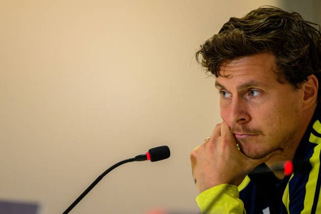 October 4, 2026: Victor Lindelöf of the Swedish men’s national soccer team at a press conference on October 4, 2026 in Bucharest. Photo by Ludvig Thunman, BILDBYRAN. Code: LT LT0827. soccer, football, fotball, Nations League, UEFA Nations League, press conference, Sweden, Sweden A, bbeng, soccer, football, fotball, Nations League, UEFA Nations League, press conference press conference Sweden Sweden Sweden A BBENG Copyright: LUDVIGxTHUNMAN BB261004LT068