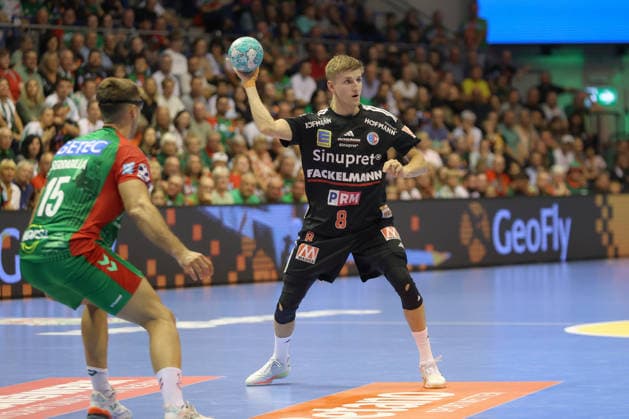 October 4, 2026, xtgx, Opel HBL Handball, SC Magdeburg vs. HC Erlangen emspor, from left: Sander, Andreassen, Overjordet (Erlangen), 8 (Magdeburg)
