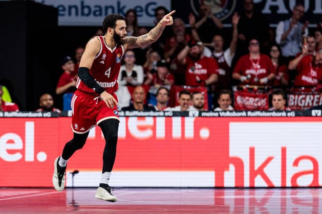 easyCredit Basketball Bundesliga: FC Bayern Munich vs. EWE Baskets Oldenburg, October 4, 2026. Duane Washington of FC Bayern Munich, No. 4, celebrates. easyCredit Basketball Bundesliga: FC Bayern Munich vs. EWE Baskets Oldenburg, Munich, BMW Park, October 4, 2026 Copyright: xBEAUTIFULxSPORTS Wunderlx