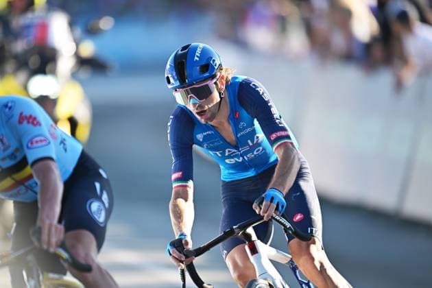 Italy s Giulio Ciccone pictured in action during the elite men Road Race race (196,2 km) at the cycling UEC Road European Championships, in Ljubljana, Slovenia Sunday 4 October 2026. The UEC Road European Championships are taking place from 02 to 07 October in Ljubljana, Slovenia. DAVIDxPINTENS  x188706327x