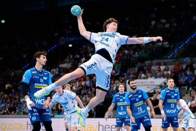 Stuttgart HBL 26 27 TVB Stuttgart TBV Lemgo Joel Willecke TBV Lemgo Bittenfeld Porsche Arena Baden-Württemberg Germany