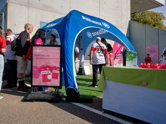 Motto: Pinktober—Together Against Breast Cancer, GER Information Booth, Soccer, VfB Stuttgart vs. 1. FC Union Berlin, Google Pixel Women s Bundesliga, Matchday 6, Stuttgart, 2026–2027 Season, October 4, 2026, GER, soccer, VfB Stuttgart vs. 1. FC Union Berlin, Google Pixel Women’s Bundesliga, Matchday 6, Stuttgart, 2026–2027 season, October 4, 2026, Stuttgart Copyright: xCarstenxSchweringx EP_CSG