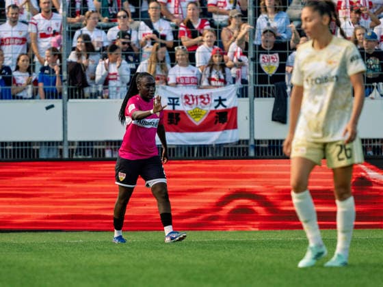 Mira Arouna, VfB Stuttgart, 21, apologizes GER, Soccer, VfB Stuttgart vs. 1. FC Union Berlin, Google Pixel Women s Bundesliga, Matchday 6, Stuttgart, 2026–2027 season, October 4, 2026 GER, Soccer, VfB Stuttgart vs. 1. FC Union Berlin, Google Pixel Women’s Bundesliga, Matchday 6, Stuttgart, 2026–2027 season, October 4, 2026 Stuttgart Copyright: xCarstenxSchweringx EP_CSG