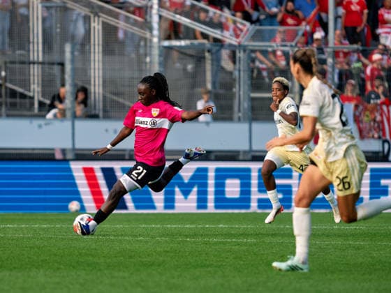 Mira Arouna, VfB Stuttgart, 21 on the ball, GER, Soccer, VfB Stuttgart vs. 1. FC Union Berlin, Google Pixel Women s Bundesliga, Matchday 6, Stuttgart, 2026–2027 season, October 4, 2026 GER, Soccer, VfB Stuttgart vs. 1. FC Union Berlin, Google Pixel Women’s Bundesliga, Matchday 6, Stuttgart, 2026–2027 Season, October 4, 2026 Stuttgart Copyright: xCarstenxSchweringx EP_CSG