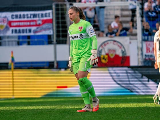 Goalkeeper Laura Giuliani of VfB Stuttgart, No. 01, looks disappointed after a 0–2 loss to Lina Hausicke of 1. FC Union Berlin, No. 32, GER, Soccer, VfB Stuttgart vs. 1. FC Union Berlin, Google Pixel Women s Bundesliga, Matchday 6, Stuttgart, 2026–2027 season, October 4, 2026 GER, Soccer, VfB Stuttgart vs. 1. FC Union Berlin, Google Pixel Women’s Bundesliga, Matchday 6, Stuttgart, 2026–2027 season, October 4, 2026, Stuttgart Copyright: xCarstenxSchweringx EP_CSG
