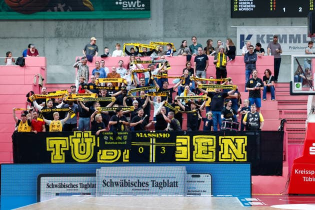 Fan Section, GER, Tigers Tübingen vs. Nuremberg Falcons, Basketball, ProA, Matchday 3, 2026–2027 Season, October 4, 2026, GER, Tigers Tübingen vs. Nuremberg Falcons, Basketball, ProA, Matchday 3, 2026–2027 Season, October 4, 2026, Tigers Tübingen Copyright: xEibner-Pressefoto KirstenxJaegerx