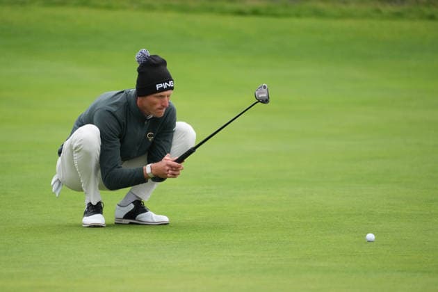 RECORD DATE NOT STATED 4th October 2026; Old Course at St Andrews, Mount Melville, Scotland; DP World Tour Golf, Alfred Dunhill Links Championship, Final Day; Adrian Meronk lines up his putt on the 18th hole AlecxBrown