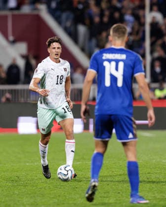 SOCCER - NL, KOS vs AUT PRISTINA,KOSOVO,04.OCT.26 - SOCCER - UEFA Nations League, OEFB international match, Länderspiel, Nationalmannschaft Kosovo vs Austria. Image shows Felix Bacher (AUT).  GEPAxpictures xArminxRauthner