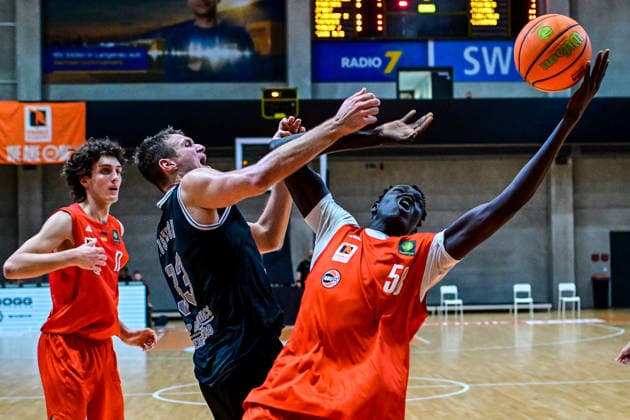 October 4, 2026, GER, Basketball, Men s, 2nd Division ProA, 2026–2027 Season, Matchday 3, OrangeAcademy vs. MHP Academics Heidelberg Nicholas Ryan Muszynski Heidelberg, 33, Juom Maker Bol Meen OrangeAcademy, 58 Neu Ulm Orange Campus Bavaria Germany Copyright: xNordphotox xHafnerx