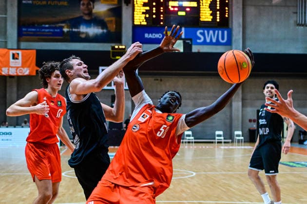 October 4, 2026, GER, Basketball, Men s, 2nd Division ProA, 2026–2027 Season, Matchday 3, OrangeAcademy vs. MHP Academics Heidelberg Nicholas Ryan Muszynski Heidelberg, 33, Juom Maker Bol Meen OrangeAcademy, 58 Neu Ulm Orange Campus Bavaria Germany Copyright: xNordphotox xHafnerx