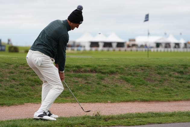 RECORD DATE NOT STATED 4th October 2026; Old Course at St Andrews, St Andrews, Scotland; DP World Tour Golf, Alfred Dunhill Links Championship, Final Day; Adrian Meronk chips onto the 17th green AlecxBrown