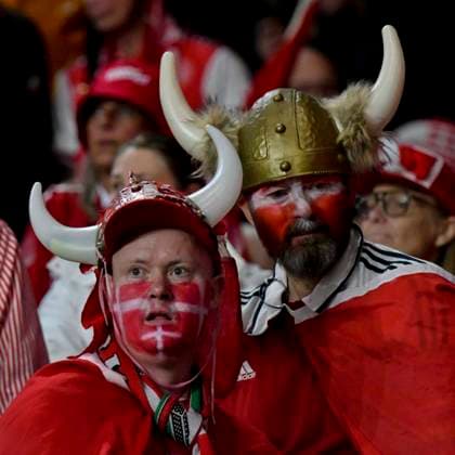 Football - 2026 2027 UEFA Nations League - League A, Group Four: Wales vs. Denmark - Cardiff City Stadium - Sunday 4th October 2026 denmark fan in viking helmet colorsport winston bynorth 