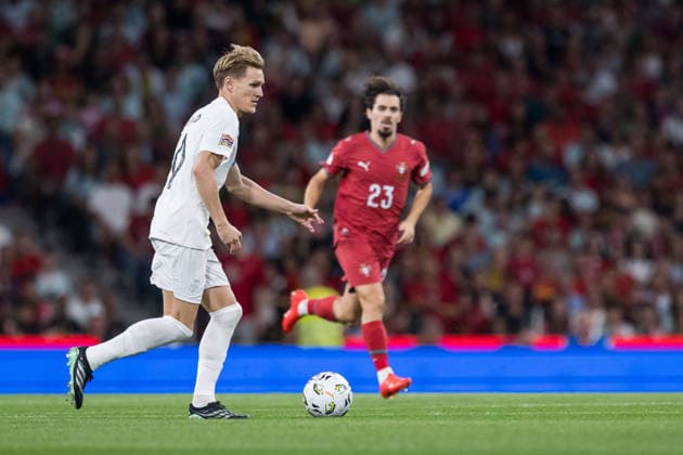 261004 Martin Ødegaard of Norway during the Nations League soccer match between Portugal and Norway on October 4, 2026 in Porto. Photo by Vegard Grott, BILDBYRAN. Code: VG VG1020 bbeng soccer football fotball Nations League international match Norway Portugal bbeng soccer football fotball Nations League international match Norway Portugal  Copyright: VEGARDxGRoTT BB261004VG039