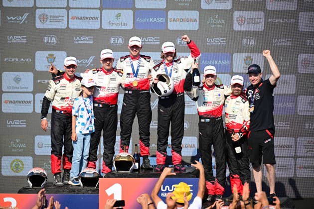 FIA WRC, Motorsport Rallye, WM 2026: Rally Italia Sardegna - Day 4 Sebastien Ogier (FRA) and Vincent Landais (FRA), Oliver Solberg (SWE) and Elliott Edmondson (GBR),Sami Pajari (FIN) and Marko Salminen (FIN), during the FIA WRC RALLY ITALIA SARDEGNA in Alghero, Italy on 1-4 October, 2026. Alghero Sardinia Italy  Copyright: xFedericoxManonix originalFilename:manoni-notitle261004_npmUz.jpg