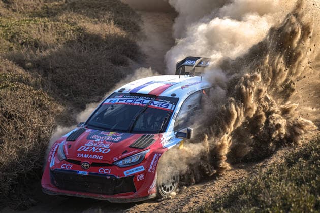 FIA WRC, Motorsport Rallye, WM 2026: Rally Italia Sardegna - Day 4 Sebastien Ogier (FRA) and Vincent Landais (FRA) on a Toyota GR Yaris Rally1 in action during the FIA WRC RALLY ITALIA SARDEGNA in Alghero, Italy on 1-4 October, 2026. Alghero Sardinia Italy  Copyright: xFedericoxManonix originalFilename:manoni-rallyita261004_npnrh.jpg