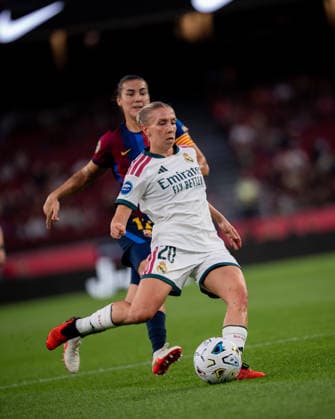 ESP Liga F: FC Barcelona vs. Real Madrid Fem — Elisa Senss of Real Madrid during the Liga F match between FC Barcelona and Real Madrid Fem, played at Spotify Camp Nou Stadium in Barcelona on October 4, 2026, in Spain — Spanish Soccer Copyright: xAgenciaxLOFx