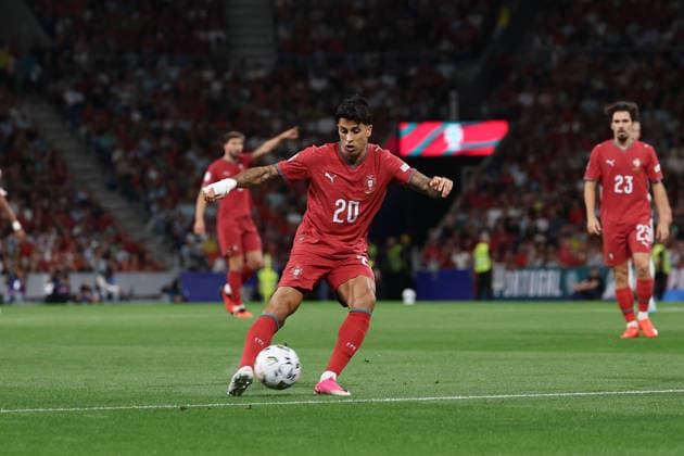 Porto, Portugal, October 4: João Cancelo of Portugal in action with the ball during the UEFA Nations League 2026–27 League Phase Matchday 4 match between Portugal and Norway at Estádio do Dragão in Porto, Portugal Copyright: HMBxMedia JoaquimxFerreira