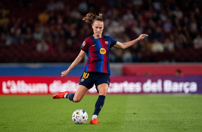 ESP Liga F: FC Barcelona vs. Real Madrid Fem — Caroline Graham of Barcelona during the Liga F match between FC Barcelona and Real Madrid Fem, played at Spotify Camp Nou Stadium in Barcelona on October 4, 2026, in Spain — Spanish Soccer Copyright: xAgenciaxLOFx