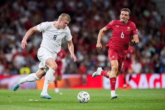 October 4, 2026: Erling Braut Haaland of Norway and João Palhinha of Portugal during the Nations League soccer match between Portugal and Norway on October 4, 2026 in Porto. Photo by Vegard Grott, BILDBYRAN. Code: VG VG1020 bbeng soccer football fotball Nations League international match Norway Portugal bbeng soccer football fotball Nations League international match Norway Portugal  Copyright: VEGARDxGRoTT BB261004VG059