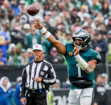 October 4, 2026, Philadelphia, Pa, USA: Oct 4, 2026; Philadelphia, PA, USA; Philadelphia Eagles quarterback Jalen Hurts (1) throws a pass at Lincoln Financial Field. Mandatory Credit: -Cal Media Philadelphia USA - ZUMAcs17 20261004_faf_cs17_161 Copyright: xScottxSeriox