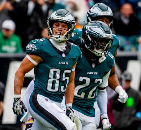 October 4, 2026, Philadelphia, Pa, USA: Oct 4, 2026; Philadelphia, PA, USA; Philadelphia Eagles wide receiver Britain Covey (85) celebrates after a long punt return at Lincoln Financial Field. Mandatory Credit: -Cal Media Philadelphia USA - ZUMAcs17 20261004_faf_cs17_168 Copyright: xScottxSeriox