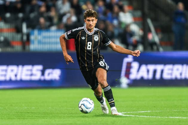 Sports, Soccer, UEFA Nations League 2026–2027 Season, Group A2, Matchday 4: Greece vs. Germany, October 4, 2026, Toumba Stadium, Thessaloniki; Tom Bischof (Germany), 8, Thessaloniki, Toumba Stadium, Greece