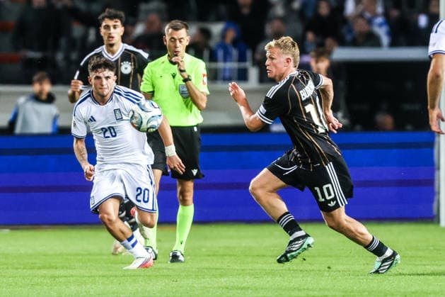 Sports, Soccer, UEFA Nations League 2026–2027 Season, Group A2, Matchday 4: Greece vs. Germany, October 4, 2026, Toumba Stadium, Thessaloniki; Christos Zafeiris, Greece; 20 Jonathan Burkardt, Germany; 10 Thessaloniki, Toumba Stadium, Greece