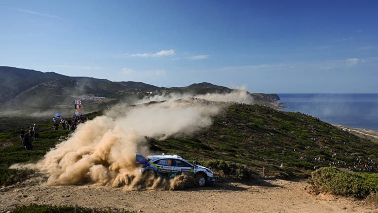 IPA89309013 - 55 Driver Joshua McErlean and Co-Driver Eoin Treacy of the M Ford World Rally Team’s Ford Puma Rally1,They are in 4th place on the fourth day of the race during the FIA World Rally Championship WRC, Motorsport Rallye, WM Rally Italia Sardegna 2026 on October 4 in Alghero, Sardinia, Italy  Copyright: xLucaxBarsali IPAxSportx xx IPA89309013