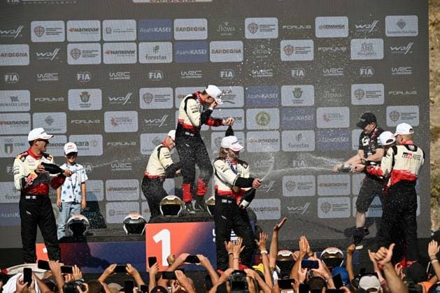 IPA89309014 - Driver Oliver Solber and co-driver Elliott Edmondson of Team Toyota Gazoo Racing WRT are driving the Toyota GR Yaris Rally1. They are in 4th place on the fourth day of the race during the FIA World Rally Championship WRC, Motorsport Rallye, WM Rally Italia Sardegna 2026 on October 4 in Alghero, Sardinia, Italy.  Copyright: xLucaxBarsali IPAxSportx xx IPA89309014