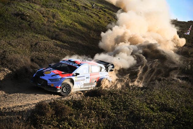 IPA89309017 - ,Driver Adrien Fourmaux and Co-Driver Alexandre Coria of the Hyundai Shell Mobis World Rally Team, driving the Hyundai i20 N Rally1, face the fourth day of racing during the FIA World Rally Championship WRC, Motorsport Rallye, WM Rally Italia Sardegna 2026 on October 4 in Alghero, Sardinia, Italy  Copyright: xLucaxBarsali IPAxSportx xx IPA89309017