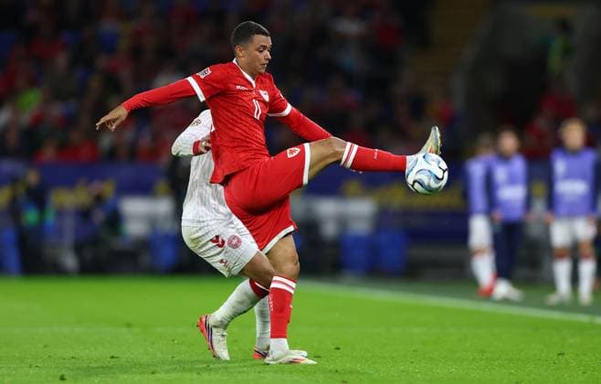 Brennan Johnson of Wales Wales v Denmark, UEFA Nations League, Football, Cardiff City Stadium, Cardiff, UK - 04 Oct 2026Cardiff Cardiff City Stadium United Kingdom  Copyright: xKieranxMcManus Shutterstockx 17185536y