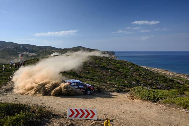 IPA89309023 - Driver M?rti?ö Sesks and co-driver Ren?rs Francis of the M Ford World Rally Team, driving a Ford Puma Rally1, are in 4th place on the fourth day of the race during the FIA World Rally Championship WRC, Motorsport Rallye, WM Rally Italia Sardegna 2026 on October 4 in Alghero, Sardinia, Italy.  Copyright: xLucaxBarsali IPAxSportx xx IPA89309023
