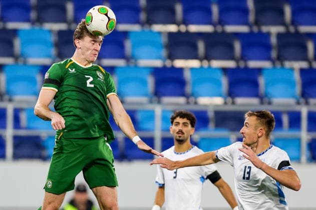 UEFA Nations League Group Stage, TSC Arena, BaÄka Topola, Serbia 4 10 2026 Republic of Ireland vs Israel Ireland™s Jimmy Dunne heads the ball Jimmy Dunne heads the ball 4 10 2026  Copyright: xx RB1_1242