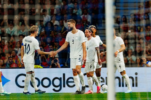 Kristoffer Ajer celebrating after goal seen during UEFA Nations League teams of Portugal and Norway Estadio do dragao (Luis Loureiro Ball Raw Images PT) Porto Estadio do Dragao Portugal Copyright: xLuisxLoureirox lloureiroPORNORW-6457