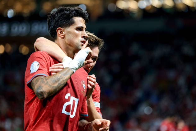 Estadio do Dragao Joao Cancelo defender of Portugal celebrates after scoring the team s first goal during the UEFA Nations League 2026 27 group phase match between Portugal and Norway at Estadio do Dragao on October 4, 2026 in Porto, Portugal. Portugal v Norway - UEFA Nations League 2026 27 Group A4 MD4 (Valter Gouveia SPP) Copyright: xValterxGouveia SPPx spp-en-VaGo-VG_L6261