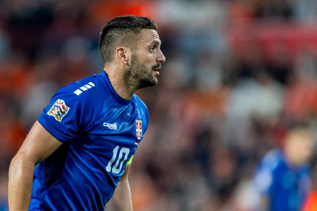 EINDHOVEN: Serbia forward Dusan Tadic during the UEFA Nations League match between the Netherlands and Serbia at Philips Stadion on October 4, 2026, in Eindhoven, Netherlands. Photo by DeFodi Images