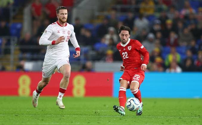 Josh Sheehan of Wales Wales v Denmark, UEFA Nations League, Football, Cardiff City Stadium, Cardiff, UK - 04 Oct 2026Cardiff Cardiff City Stadium United Kingdom  Copyright: xKieranxMcManus Shutterstockx 17185536aw