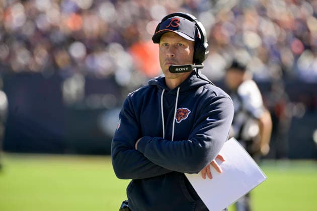 Chicago Bears head coach Ben Johnson works the sidelines against the New York Jets at Soldier Field in Chicago on Sunday, October 4, 2026. Bears defeated the Jets 23-12.  CHI20261004123 MARKxBLACK