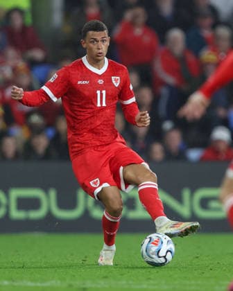 Wales v Denmark UEFA Nations League Brennan Johnson of Wales attacks during the UEFA Nations League match at the Cardiff City Stadium, Cardiff 04 10 2026 UK Newspapers OUT Copyright: xKaraxThomasx FIL-24028-0072
