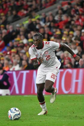 Football - 2026 2027 UEFA Nations League - League A, Group Four: Wales vs. Denmark - Cardiff City Stadium - Sunday 4th October 2026 Mohamed Daramy DENMARK colorsport winston bynorth 