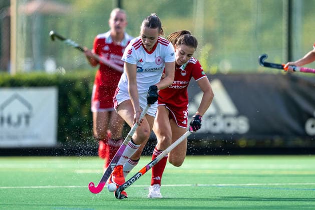 BHC 1 Women s Red-White Cologne 1–2 Field Hockey, 1st Bundesliga, Women s, First Half of the Season, 2026–2027 Season, Bremen, Germany, October 4, 2026 BHC 1 Women’s Rot Weiss Köln 1–2 at Bremer Hockey Club e.V. on October 4, 2026, in Bremen, Germany Photo by Axel Kaste and Emma Dieszbrock, Bremer HC in white with the ball, Bremen, Bremer Hockey Club e.V., Free Hanseatic City of Bremen, Germany BHC Damen - RWK 1-2 4.10.26 LR-1766