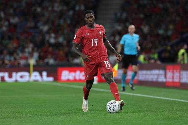 Porto, Portugal, October 4: Nuno Mendes of Portugal in action with the ball during the UEFA Nations League 2026–27 League Phase Matchday 4 match between Portugal and Norway at Estádio do Dragão in Porto, Portugal Copyright: HMBxMedia JoaquimxFerreira