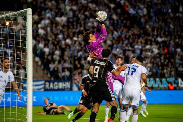 Kostas Tzolakis Derry Scherhant seen during UEFA Nations League Division A game between National Teams of Greece and Germany (Jacek Prondzynski Ball Raw Images) Thessaloniki Greece, Thessaloniki Greece Copyright: xJacekxProndzynskix jacekprondzynski_greecegermany_2627_154
