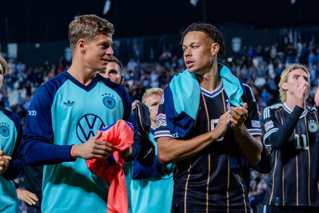 Nations League, Group A, Matchday 4, Greece vs. Germany at Toumba Stadium in Thessaloniki Waldemar Anton (Germany) Philipp Treu (Germany) Finn Dahmen (Germany) Derry Scherhant (Germany) Nick Woltemade (Germany) Said El Mala (Germany) Copyright: xBahhoxKarax