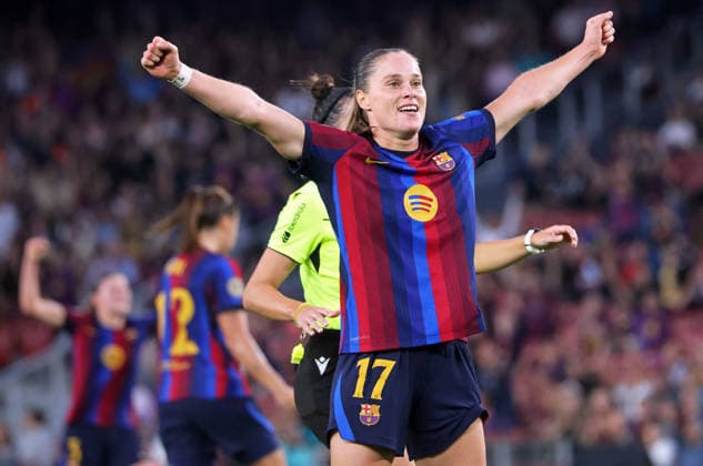 FC Barcelona, Barca v Real Madrid CF - Liga F Moeve 2026 27 Ewa Pajor celebrates during the match between FC Barcelona Femeni and Real Madrid CF Femenino, corresponding to week 6 of the Liga F Moeve 2026-27, played at the Spotify Camp Nou in Barcelona, on October 4, 2026. Barcelona Barcelona Spain  Copyright: xUrbanandsportx originalFilename:valls-fcbarcel261004_npSag.jpg