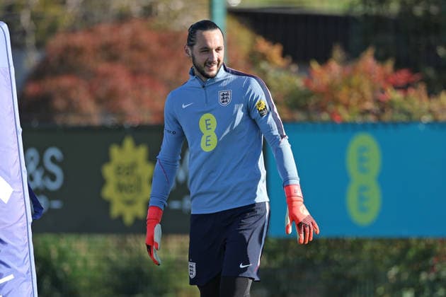 England MD-1 Training, Nations League James Trafford of England smiles during the England MD-1 training session ahead of the 2026 27 UEFA Nations League Group A3 match vs Czech Republic, Tottenham Hotspur Training Ground, Enfield, England on 5 October 2026 Credit: Tiego Grenho Every Second Media Editorial use only. All images are copyright Every Second Media Limited. No images may be reproduced without prior permission. Copyright: xIMAGO EveryxSecondxMediax ESM-2200-0032 TiegoxGrenhox xEveryxSecondxMediax