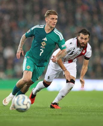 UEFA Nations League Group Stage Northern Ireland vs Georgia 5 10 2026 Northern Ireland™s Ethan Galbraith and Georgia™s Giorgi Kochorashvili Ethan Galbraith and Giorgi Kochorashvili 5 10 2026  Copyright: xx UNL N Ireland v Georgia 011