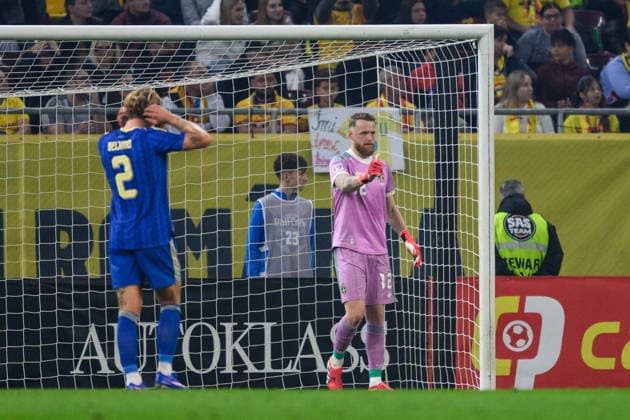 261005 Goalkeeper Viktor Johansson of Sweden during the Nations League soccer match between Romania and Sweden on October 5, 2026 in Bucharest. Photo by Ludvig Thunman, BILDBYRAN. Code: LT LT0828. soccer, football, fotball, Nations League, UEFA Nations League, Romania, Sweden, Sweden A, bbeng Copyright: LUDVIGxTHUNMAN BB261005LT079