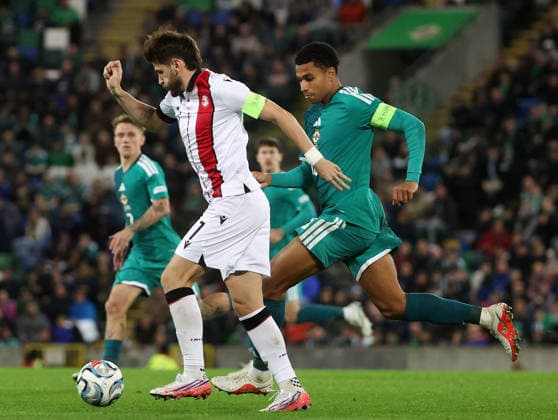UEFA Nations League Group Stage Northern Ireland vs Georgia 5 10 2026 Northern Ireland™s Shea Charles with Georgia™s Khvicha Kvaratskhelia Shea Charles with Khvicha Kvaratskhelia 5 10 2026  Copyright: xx 051026JP2football026